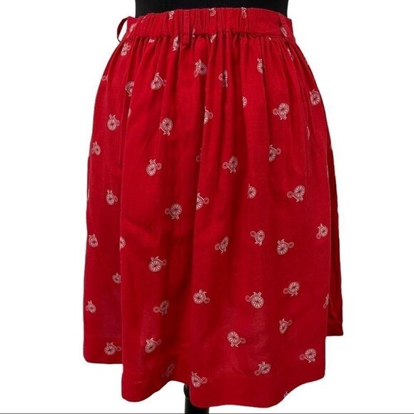 𝅺love Fire Red Bicycle Pattern Mini Skirt Sz M - Picture 7 of 9